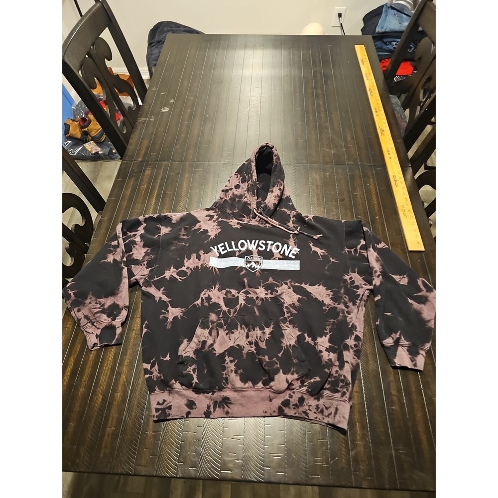 Yellowstone Womens Black National Park Tie-Dye Hoodie Sweatshirt Size Xl Regular